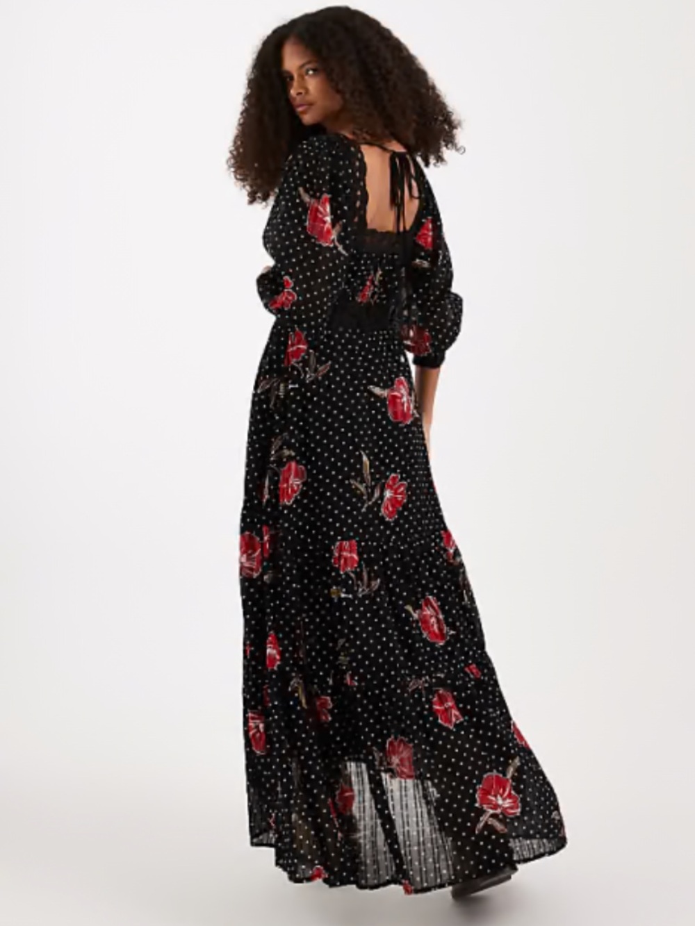 Free People Morning Meadows Floral Lace Trim Maxi Dress New! - Picture 6 of 15